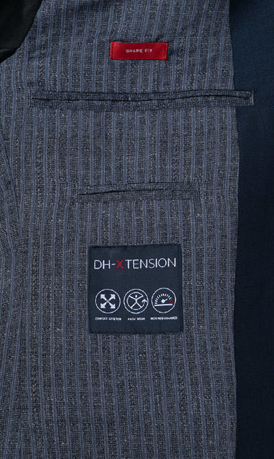 HECHTER PARIS, Anzug mit Weste, Shape Fit, Schurwoll-Stretch, navy meliert