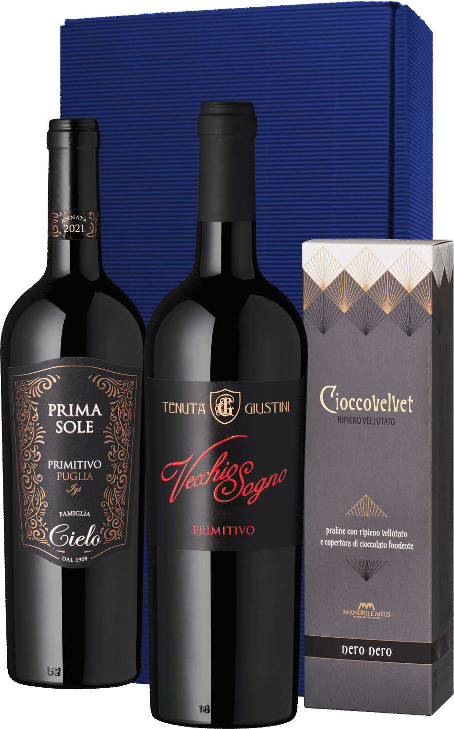 Verschiedene Geschenk Primitivo & Pralinés