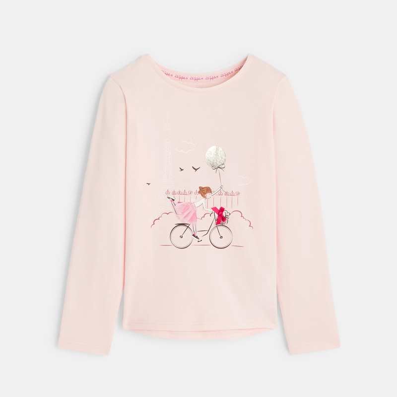 T-shirt rose à dessin crayonné Lili Gaufrette