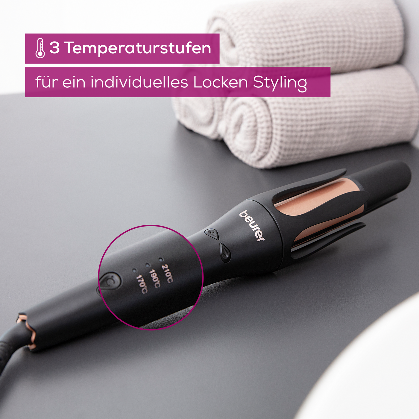 Beurer Automatischer Lockenstab HT 75-Mit 4-fachem Ionenauslass und Smart Timer für beste Ergebnisse und besonderen Glanz