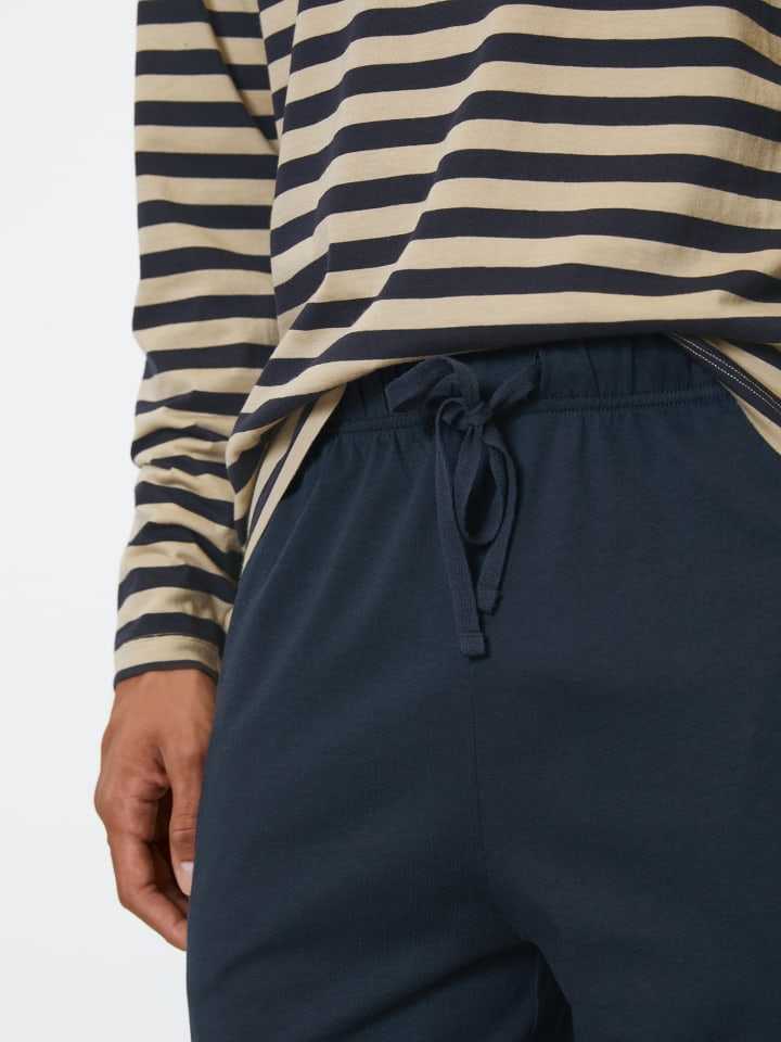 Marc O'Polo Pyjama Mix & Match Cotton in Beige-Weiss-Blau günstig kaufen