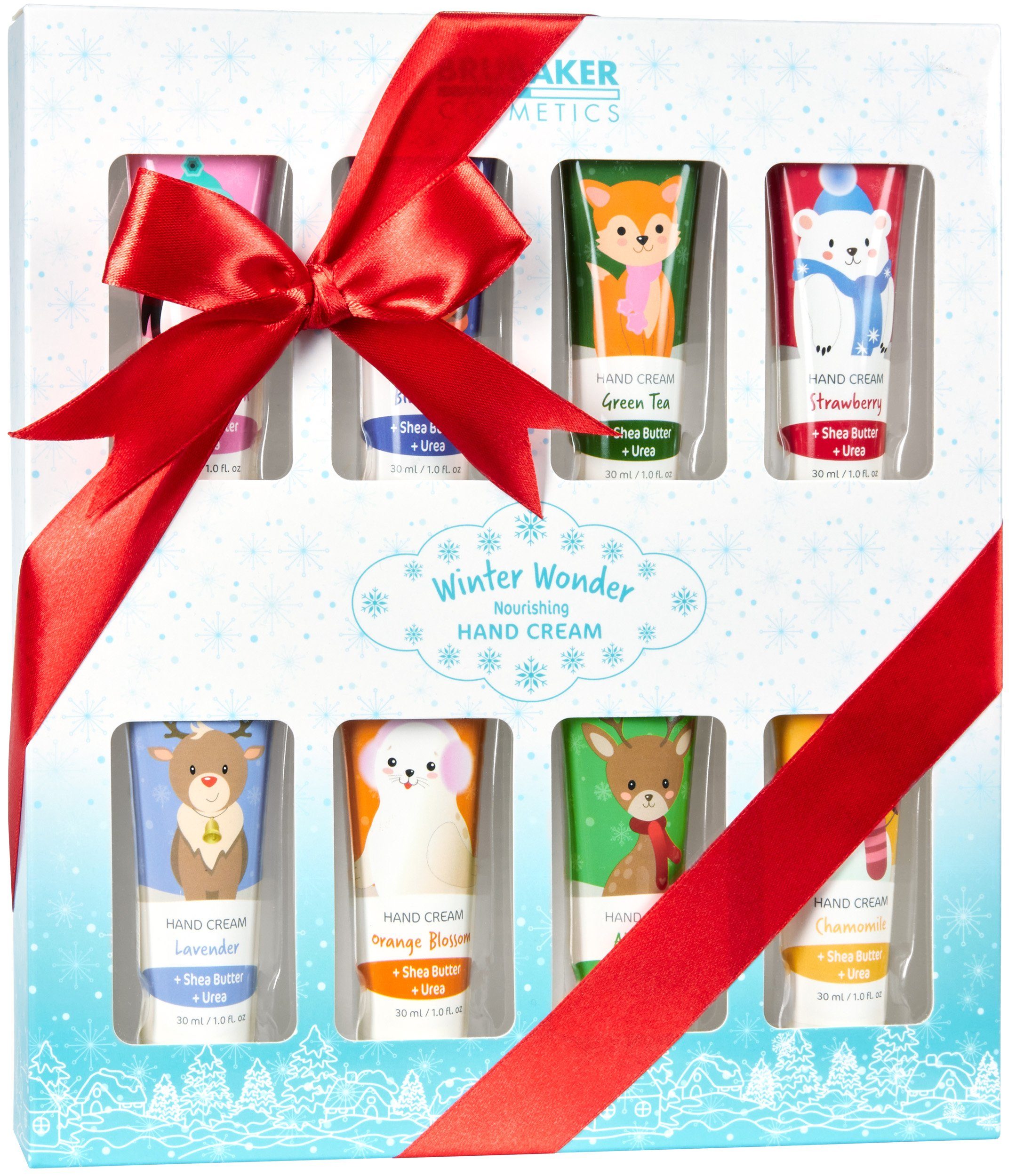 BRUBAKER Handcreme Pflegecreme Geschenkset Winter Wonderland Edition Handpflege Geschenk Set Weihnachten mit Urea und Sheabutter für Frauen und Männer, 8-tlg., feuchtigkeitsspendende Handpflegecreme