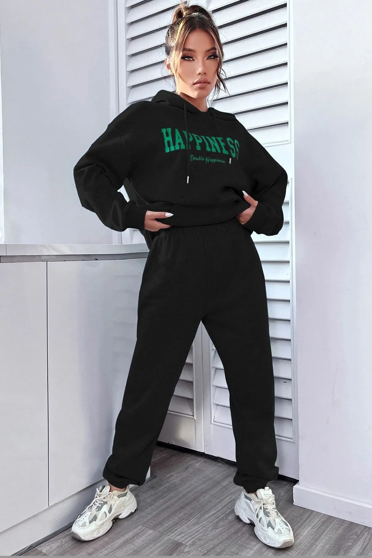 uyguntarz  Bedrucktes Unisex-Trainingsanzug-Set „Happiness“.