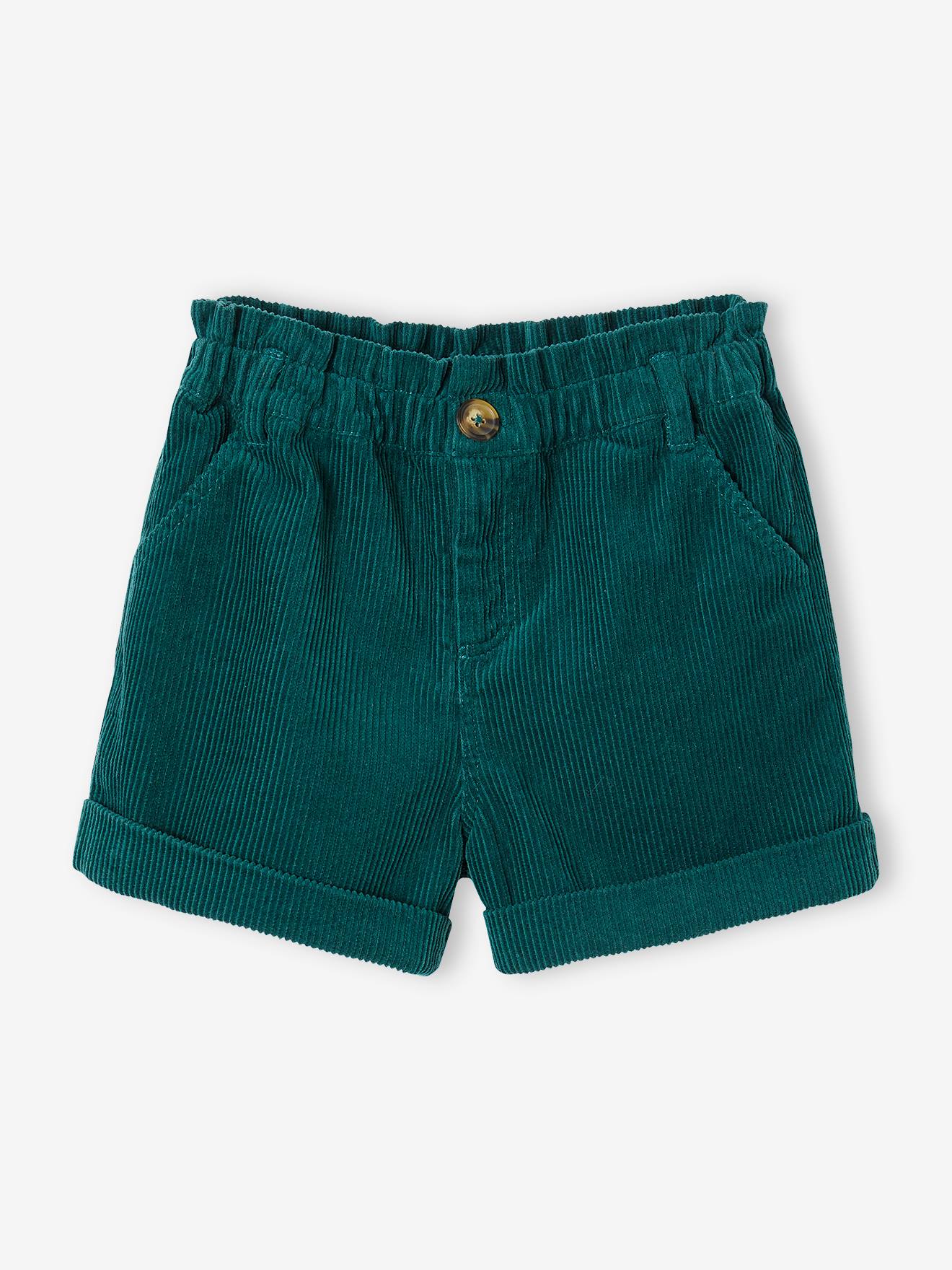 Short paperbag en velours fille camel