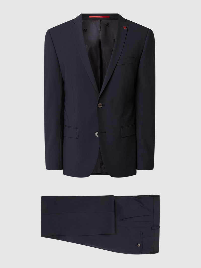 Slim Fit Anzug mit 2-Knopf-Sakko in dunkelblau