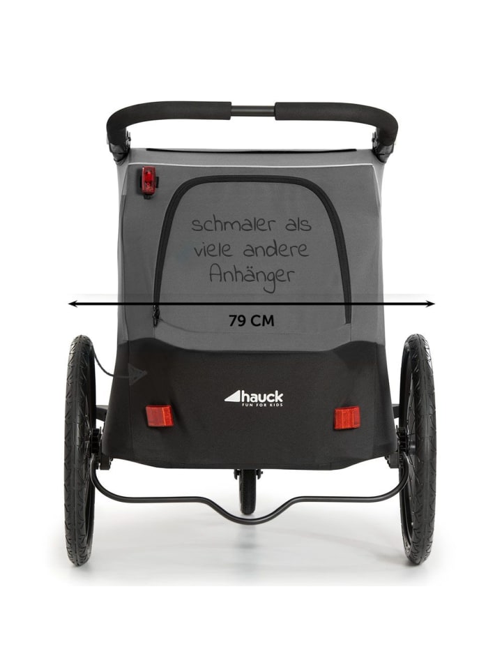 Hauck 2in1 Fahrradanhänger Dryk Duo für 2 Kinder (bis 44 in grau,schwarz günstig kaufen onesize