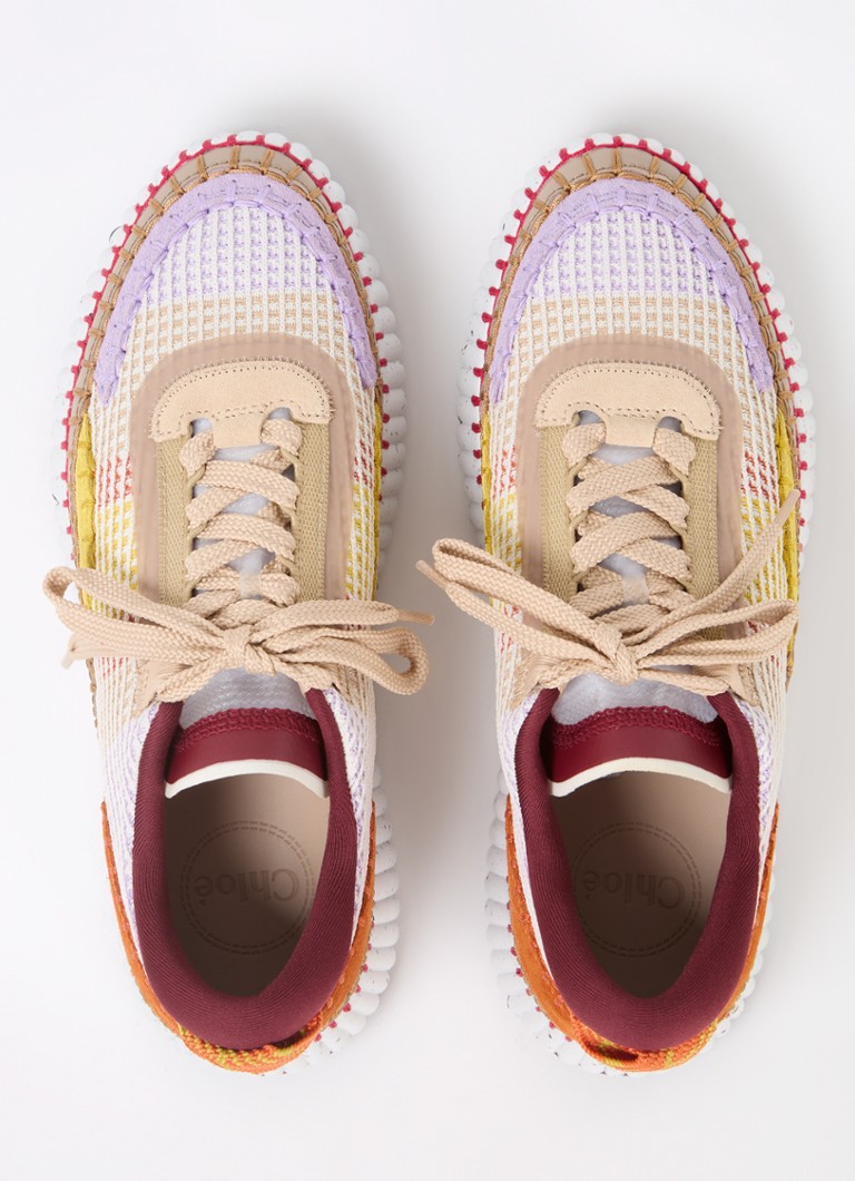 Chloé  Nama sneaker met gebreid bovenwerk en suède details