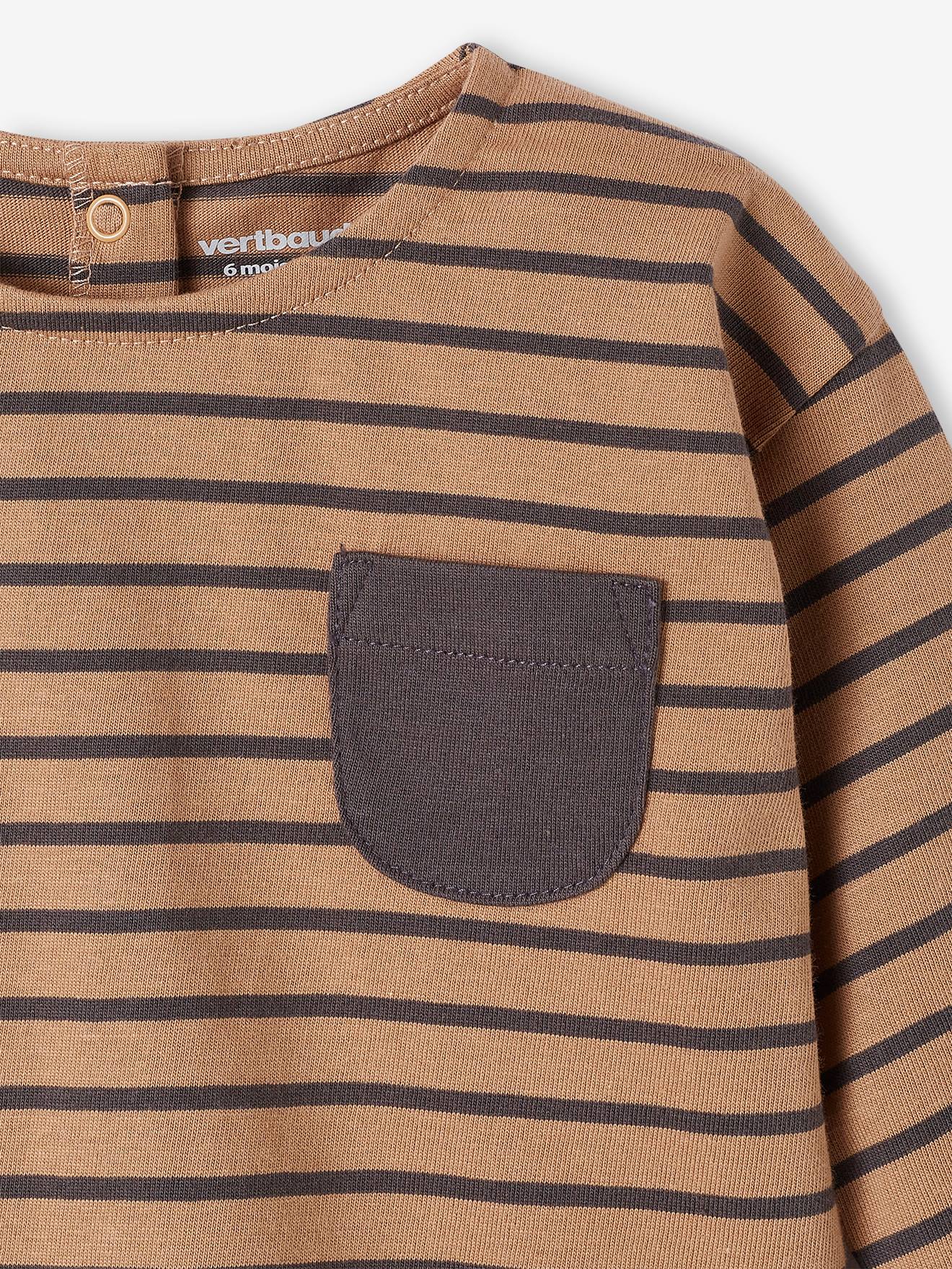 Tee-shirt rayé bébé manches longues rayé beige