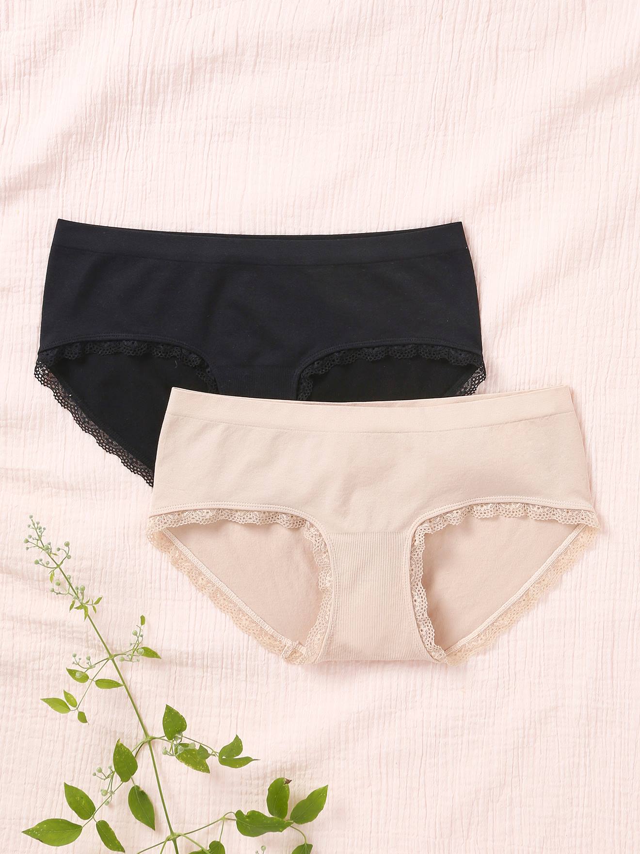 Lot de 2 culottes de grossesse sans coutures en microfibre beige