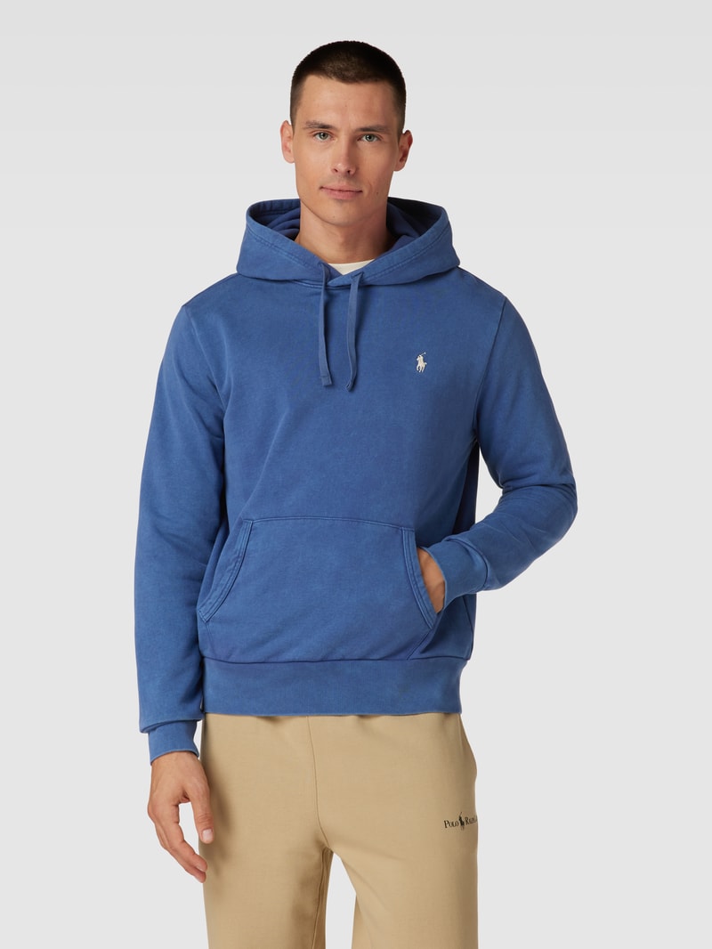 Hoodie mit Label-Stitching in marineblau