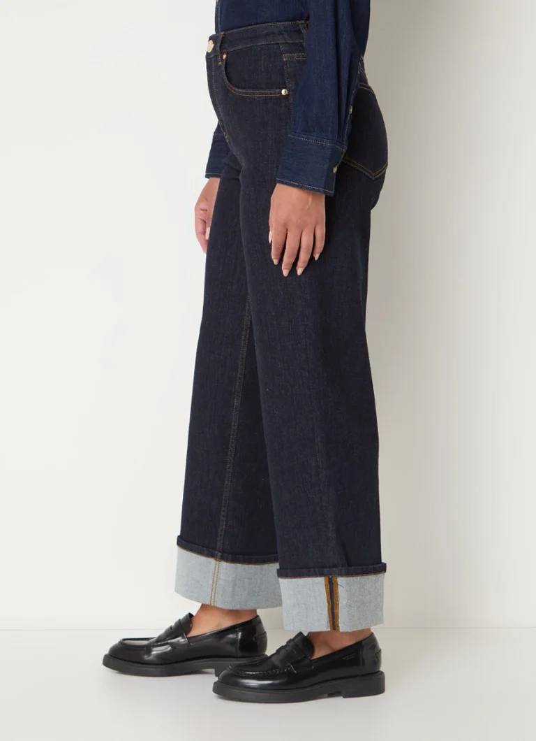 OPUS  Mipo high waist loose fit cropped jeans met donkere wassing