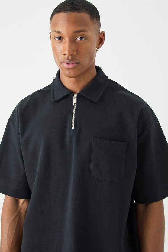 Oversize Man Poloshirt mit Tasche