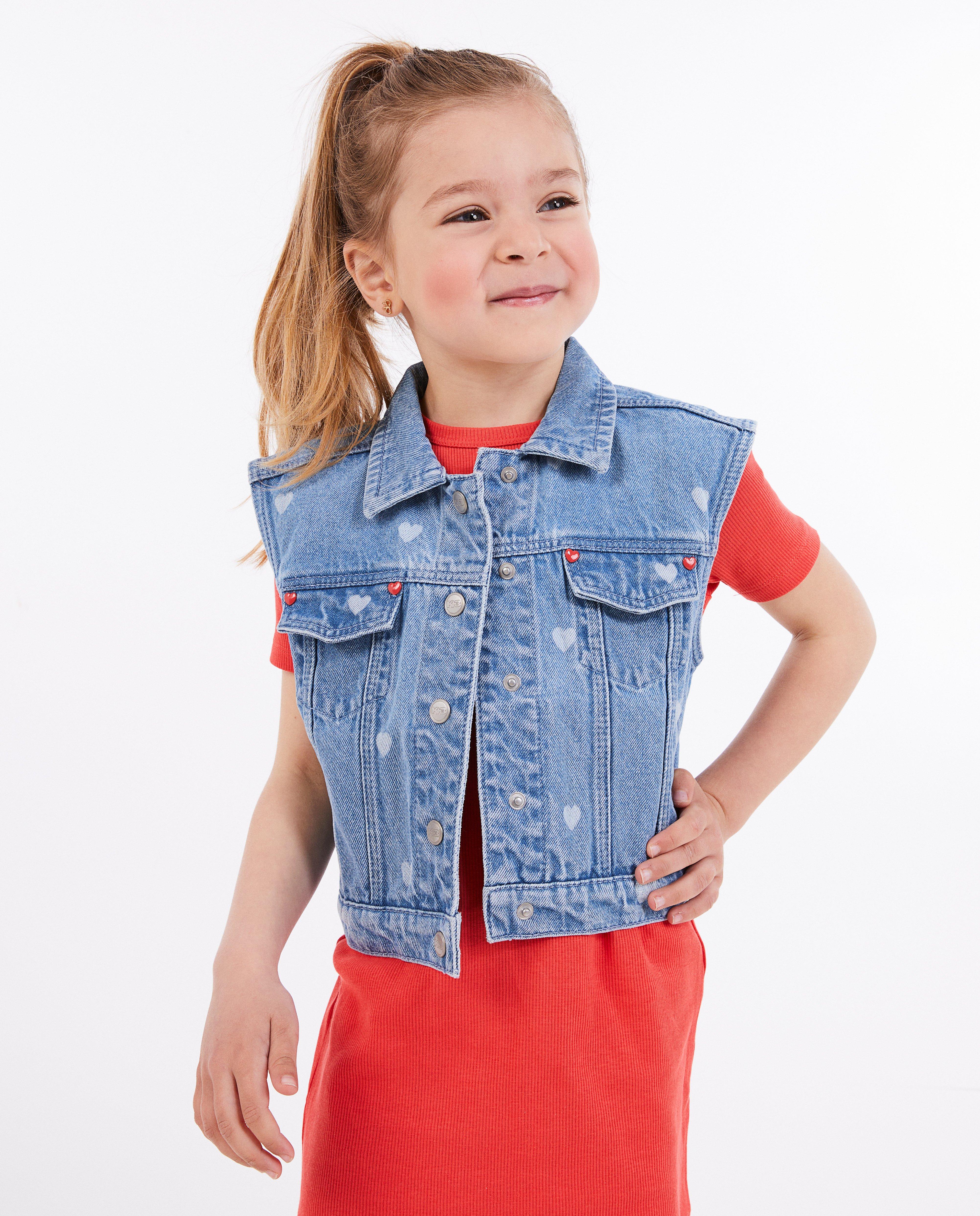 Cardigan din denim K3 cu inimioare K3 Cei trei purceluși albaștri