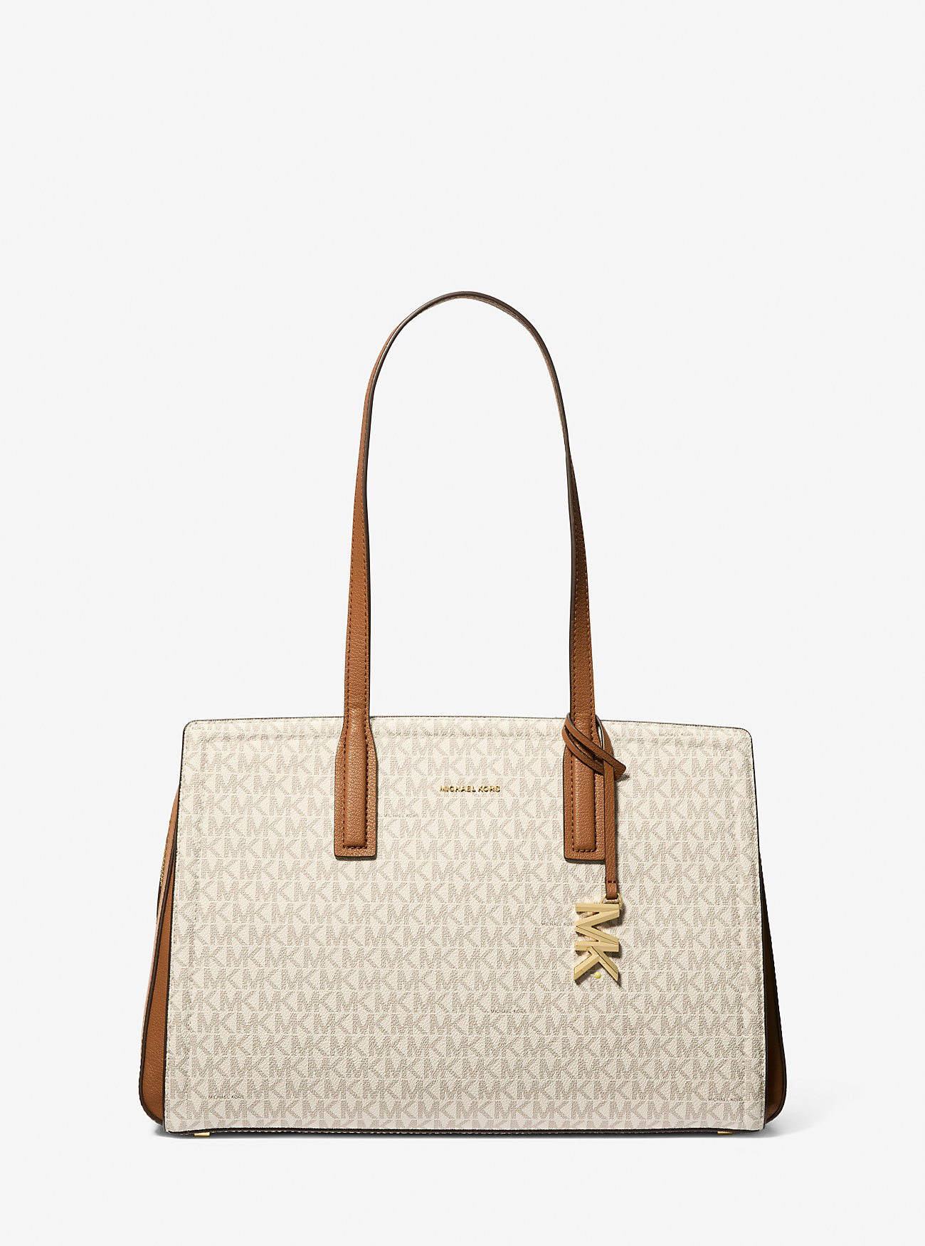 Borsa tote media Laila con logo distintivo - VANIGLIA/CORNA