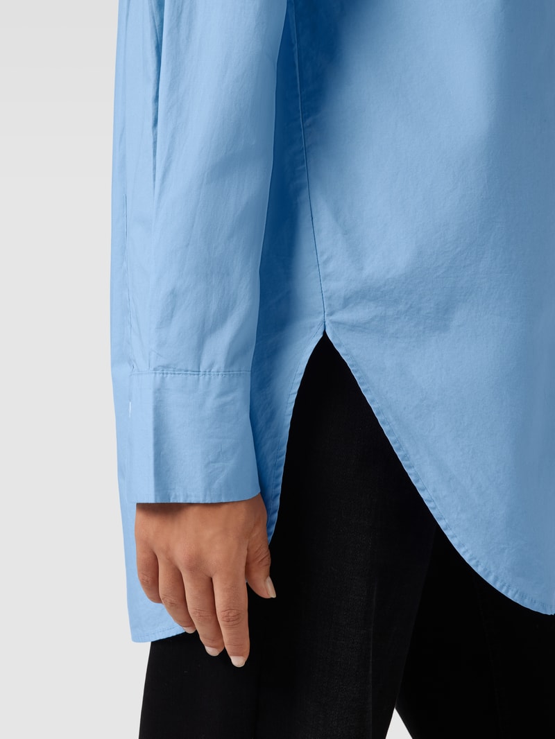 Longbluse mit Hemdblusenkragen in himmelblau