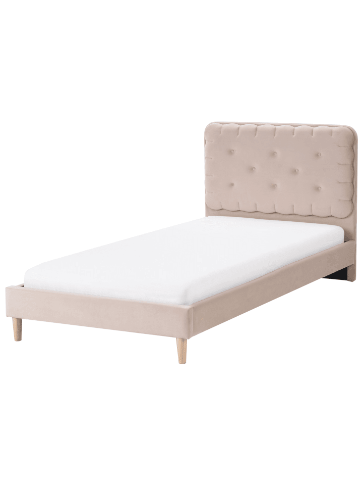 Beliani Einzelbett CORSAINT in Beige/Heller Holzfarbton - (W) 98 x (H) 92 x (L) 209 cm günstig kaufen onesize