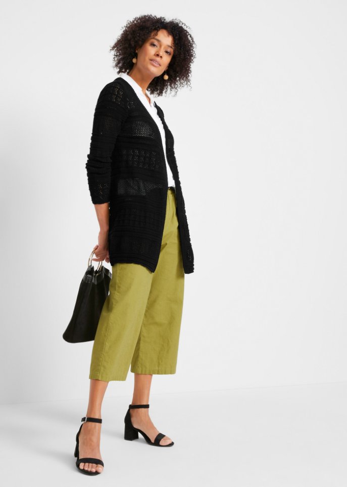 Strickjacke mit Leinenanteil