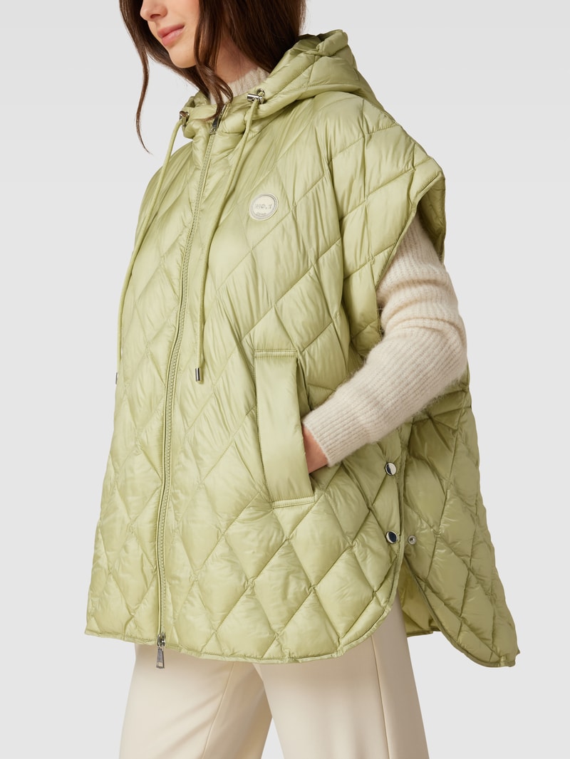 Oversized Steppweste mit Kapuze Modell 'CARLY' in schilf