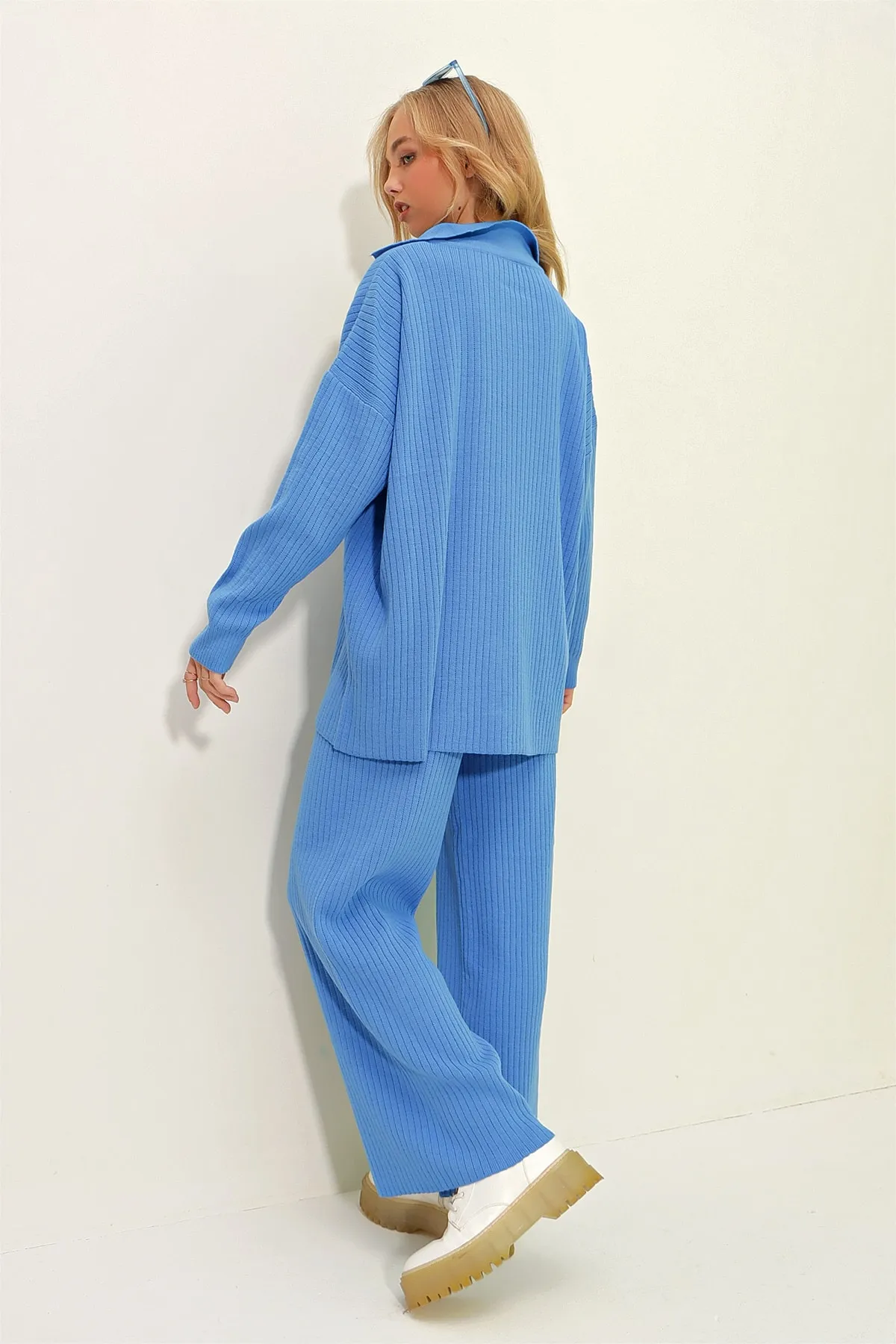 Trend Alaçatı Stili  Zweiteiler - Blau - Oversized