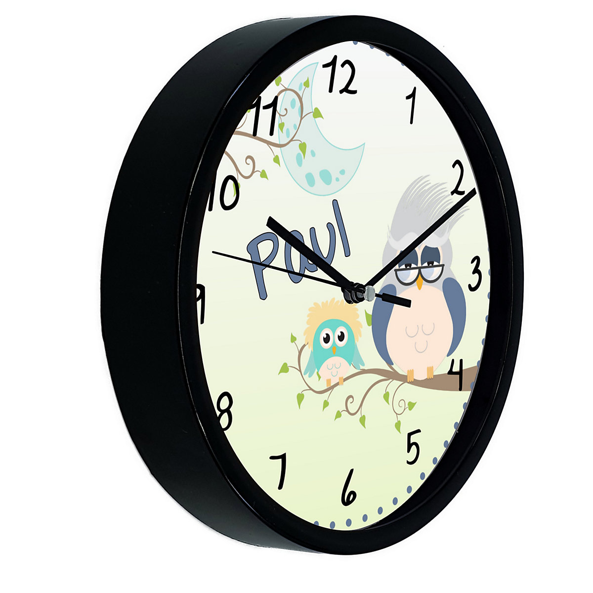 Kinder Wanduhr personalisiert mit Name Eule Opa