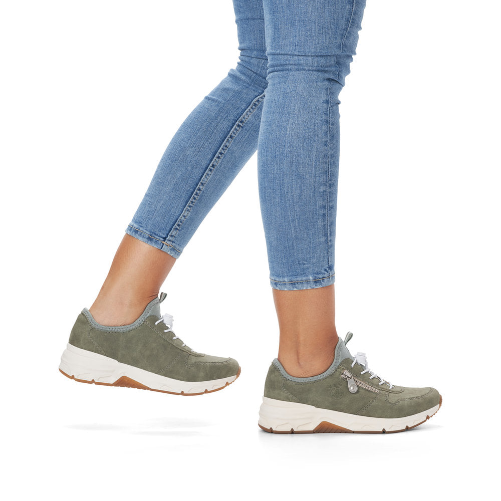 Rieker Damen Slipper grüngrau