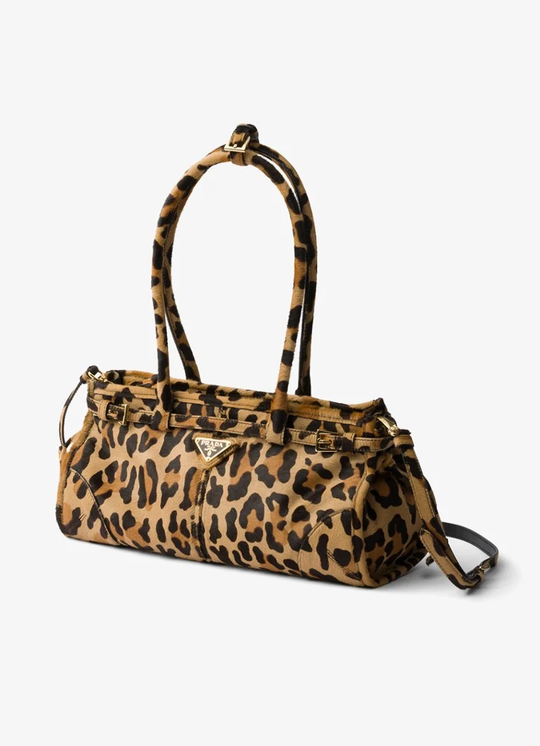 Prada Medium leather handbag with leopard print