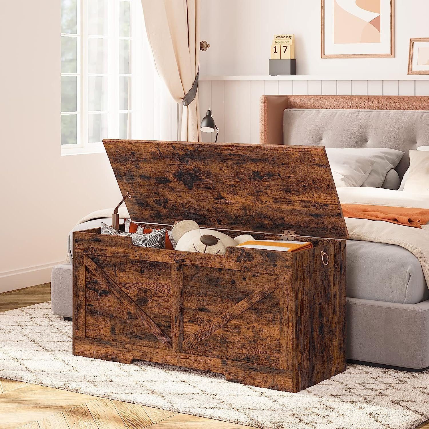 Hoobro Truhe Aufbewahrungsbox, Aufbewahrungstruhe mit Deckel