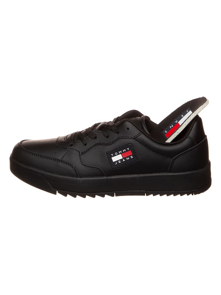 Tommy Hilfiger Shoes Leder-Sneakers in Schwarz günstig kaufen 40