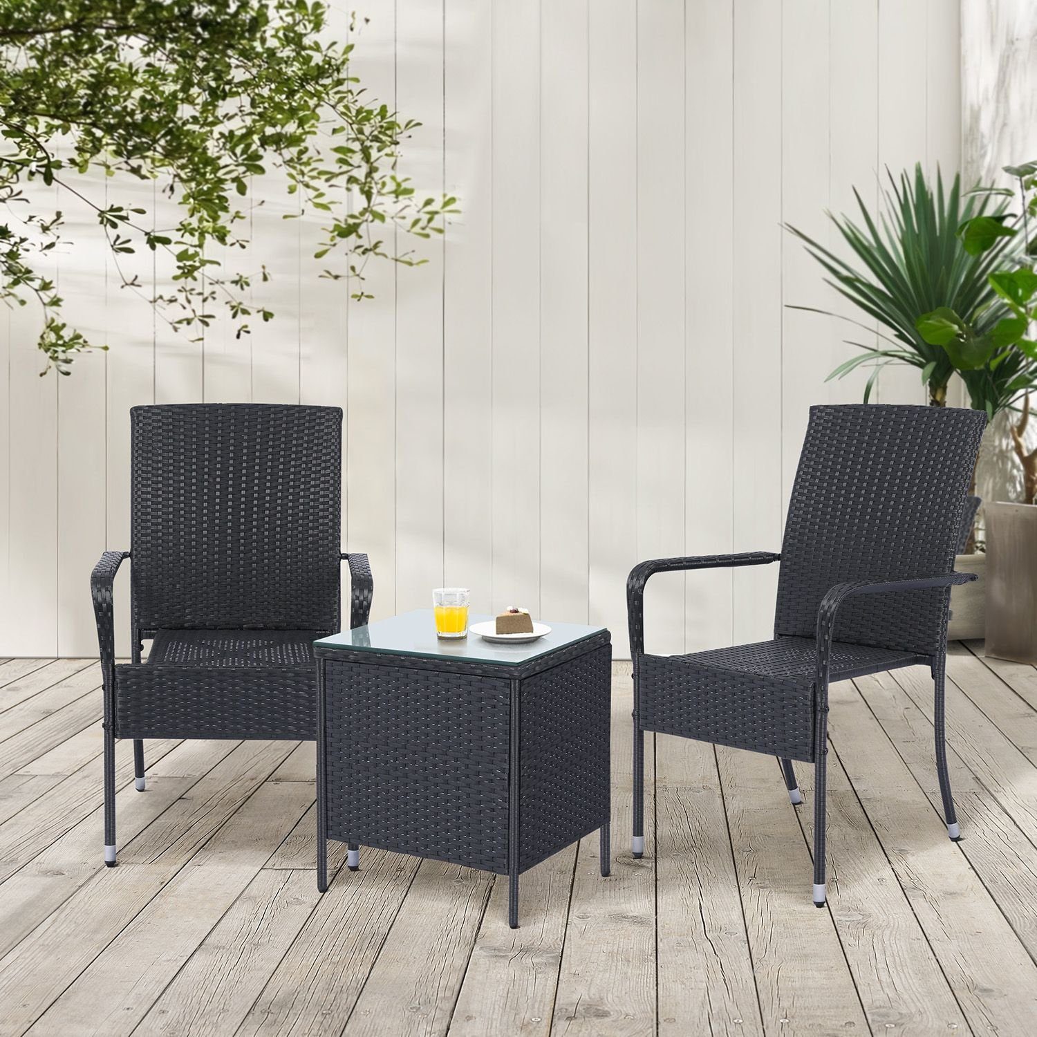 Juskys Gartenstuhl Yoro (2 St), stapelbar, modern, leicht und stabil