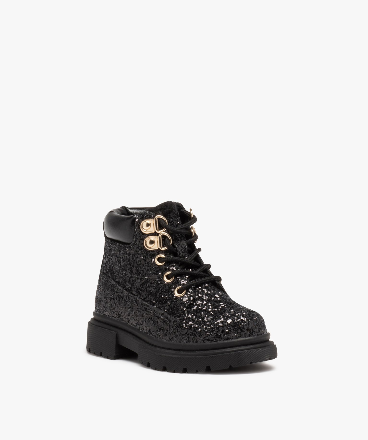 Boots fille fourrées dessus à strass noir | GEMO
