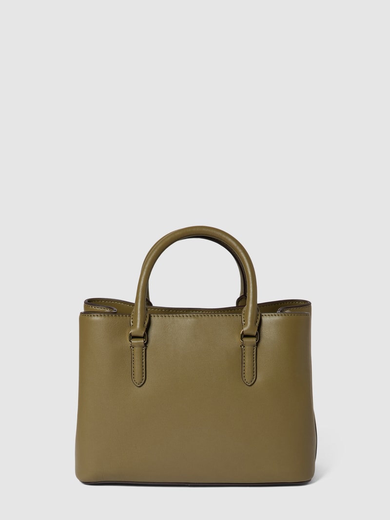 Satchel aus Leder mit Label-Applikation Modell 'MARCY' in olivgrün
