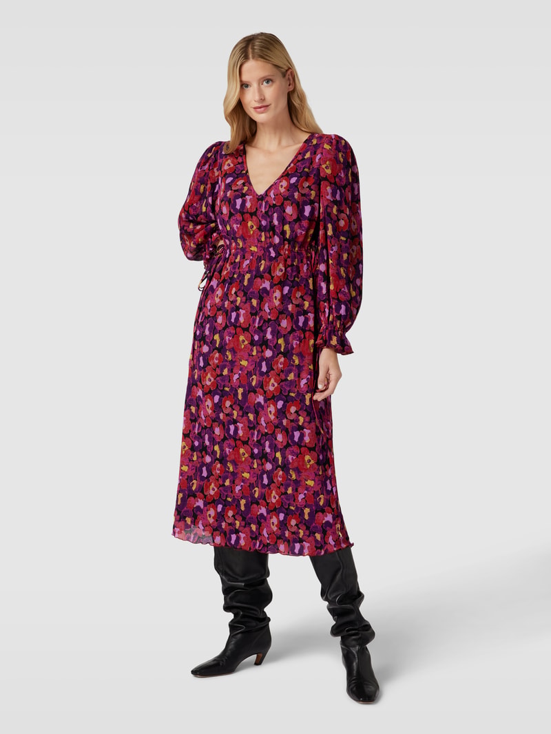 Midikleid mit Allover-Muster Modell 'Pauline' in hellrot