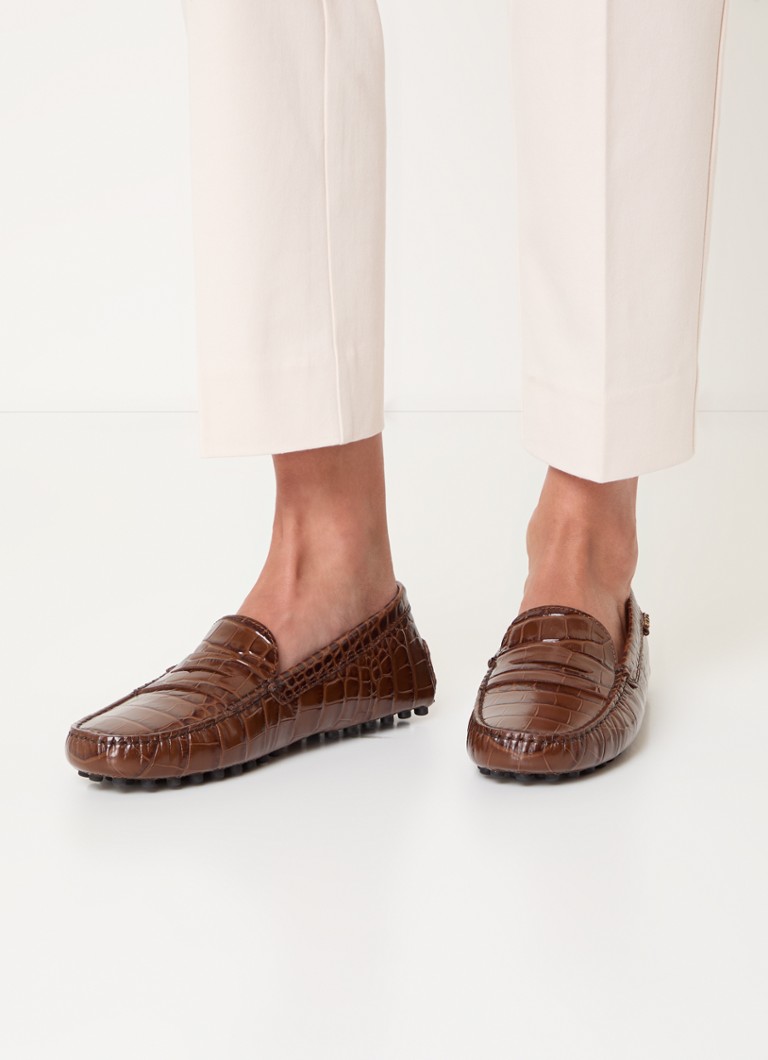 Tod's Gommino leather moccasin with croc texture