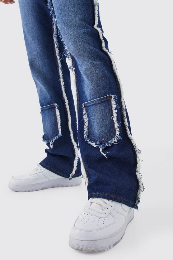 Lockere Schlagjeans mit ausgefranstem Saum