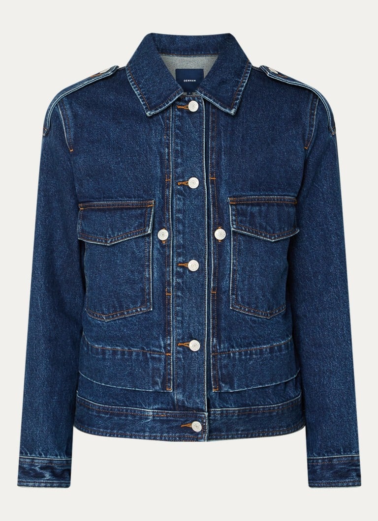 Jachetă Denham Keiko din denim cu buzunare cu clapă
