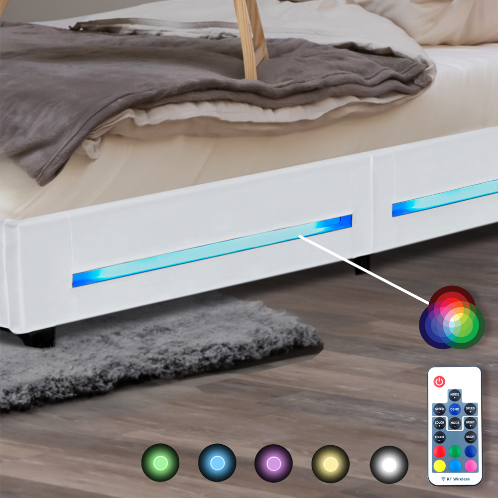 Home Deluxe LED Bett ASTEROID - 90 x 200 cm Weiß