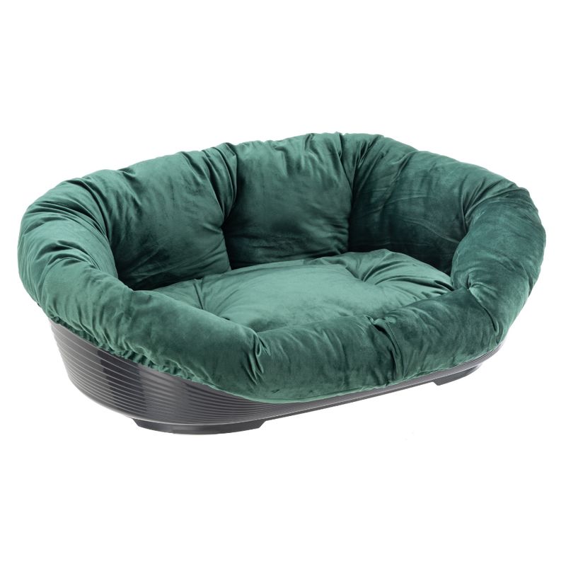 Set aus Ferplast Korb Siesta Deluxe mit Überzug Sofà Samt grün
