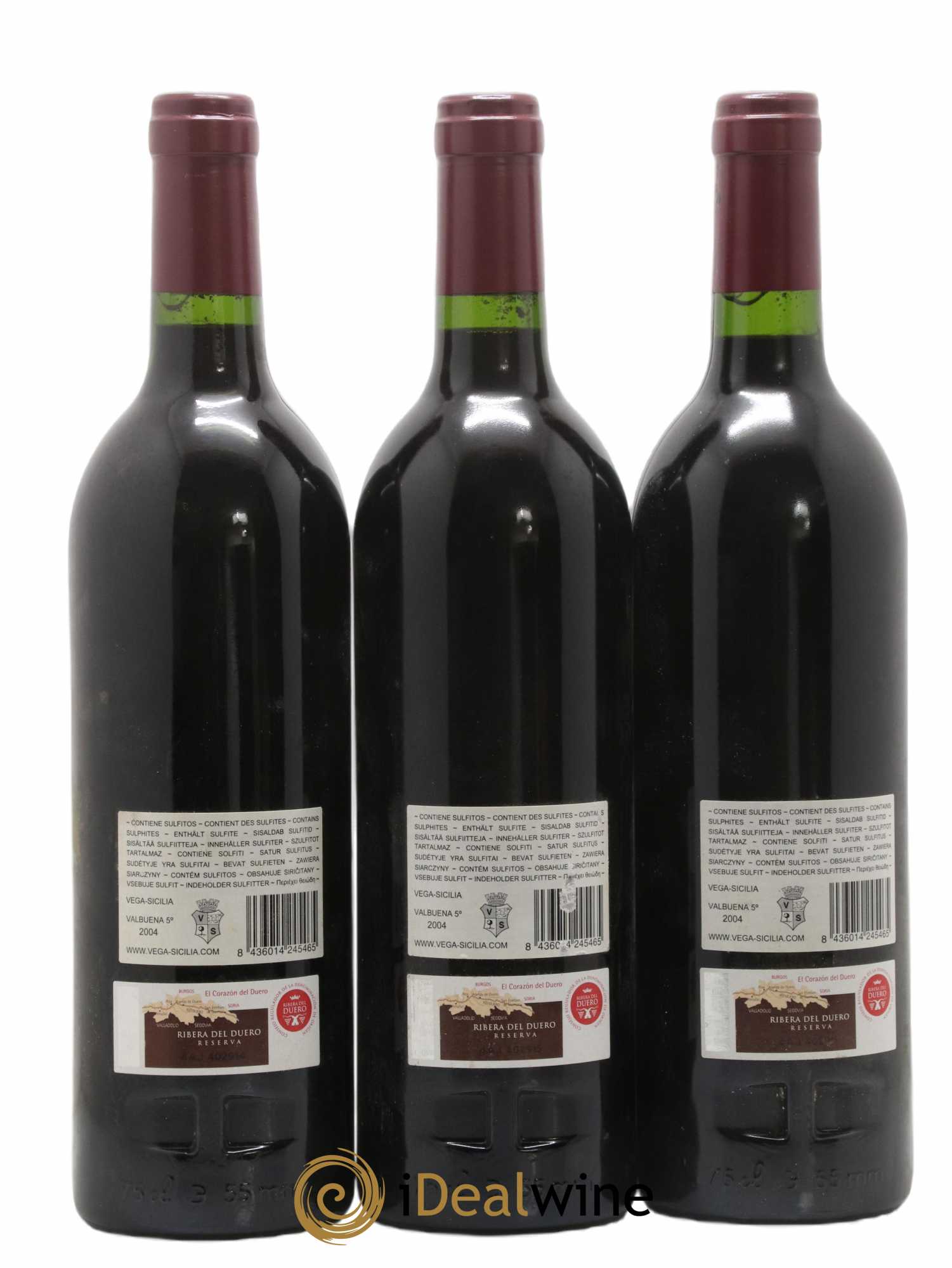 Ribera Del Duero DO Vega Sicilia Valbuena 5 ano Famille Alvarez  2004 - Lot de 3 Bouteilles