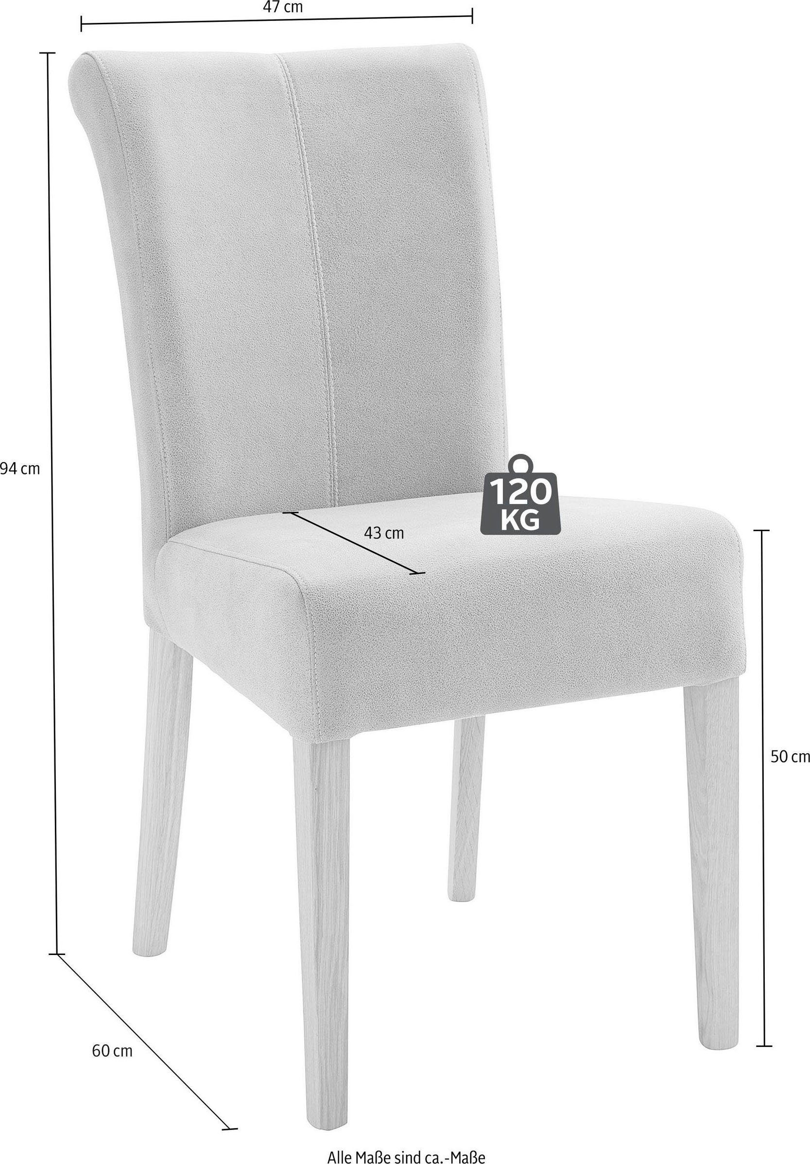Home affaire 4-Fußstuhl Barcelona (Set, 2 St), Stuhlbeine aus Massivholz, Sitz und Rücken gepolstert
