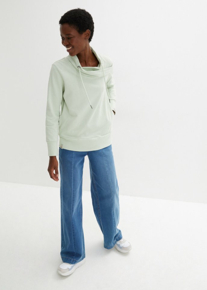 Sweatshirt mit großem Kragen aus Bio-Baumwolle