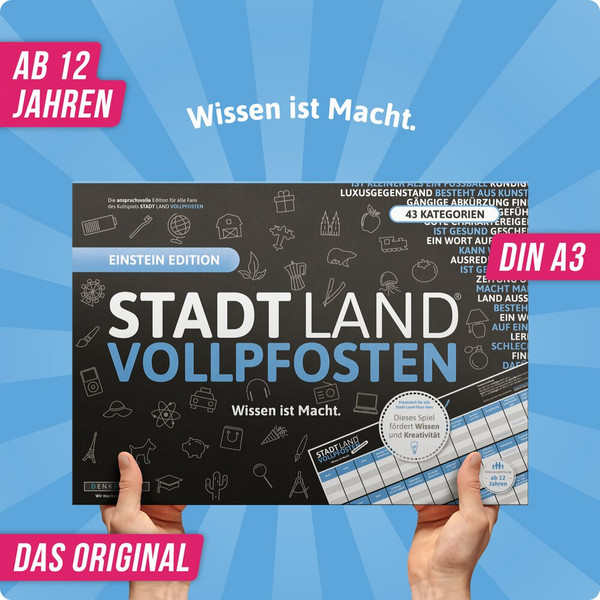 STADT LAND VOLLPFOSTEN - EINSTEIN EDITION - Reisespiel