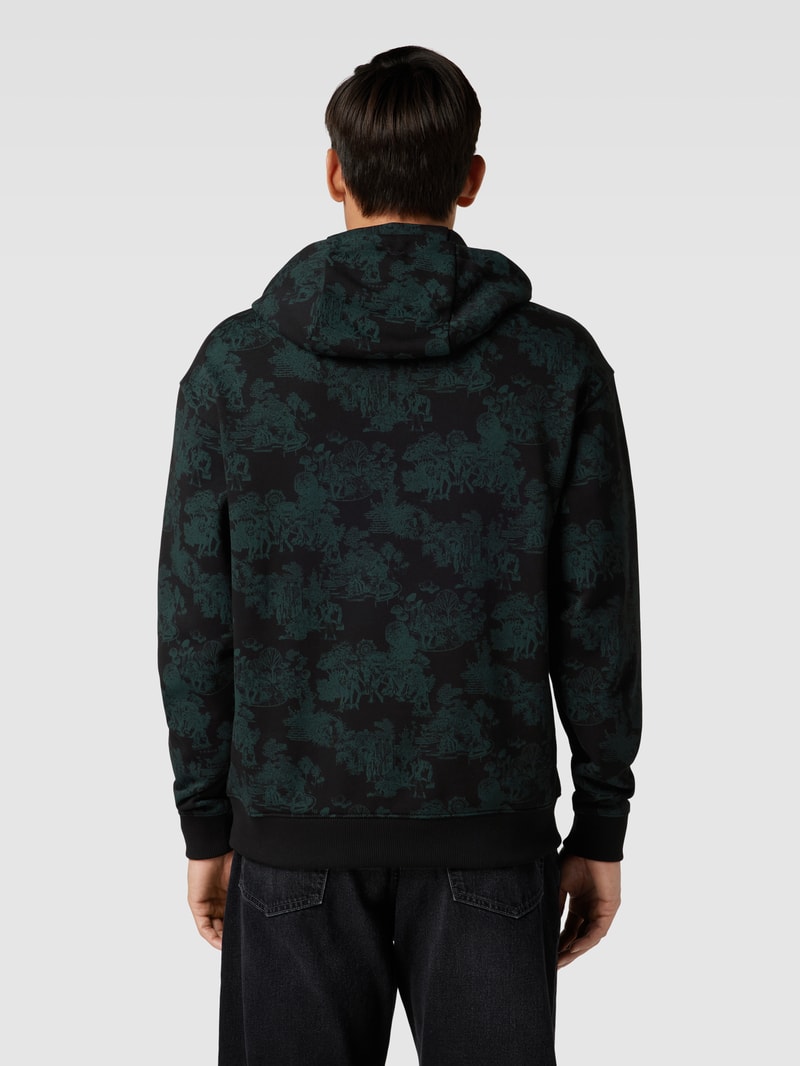Hoodie mit Allover-Muster Modell 'Douy' in dunkelgrau