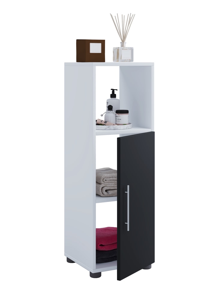 VCM  Holz Badmöbel Midischrank Badschrank Bad Flandu in Weiß / Schwarz günstig kaufen onesize