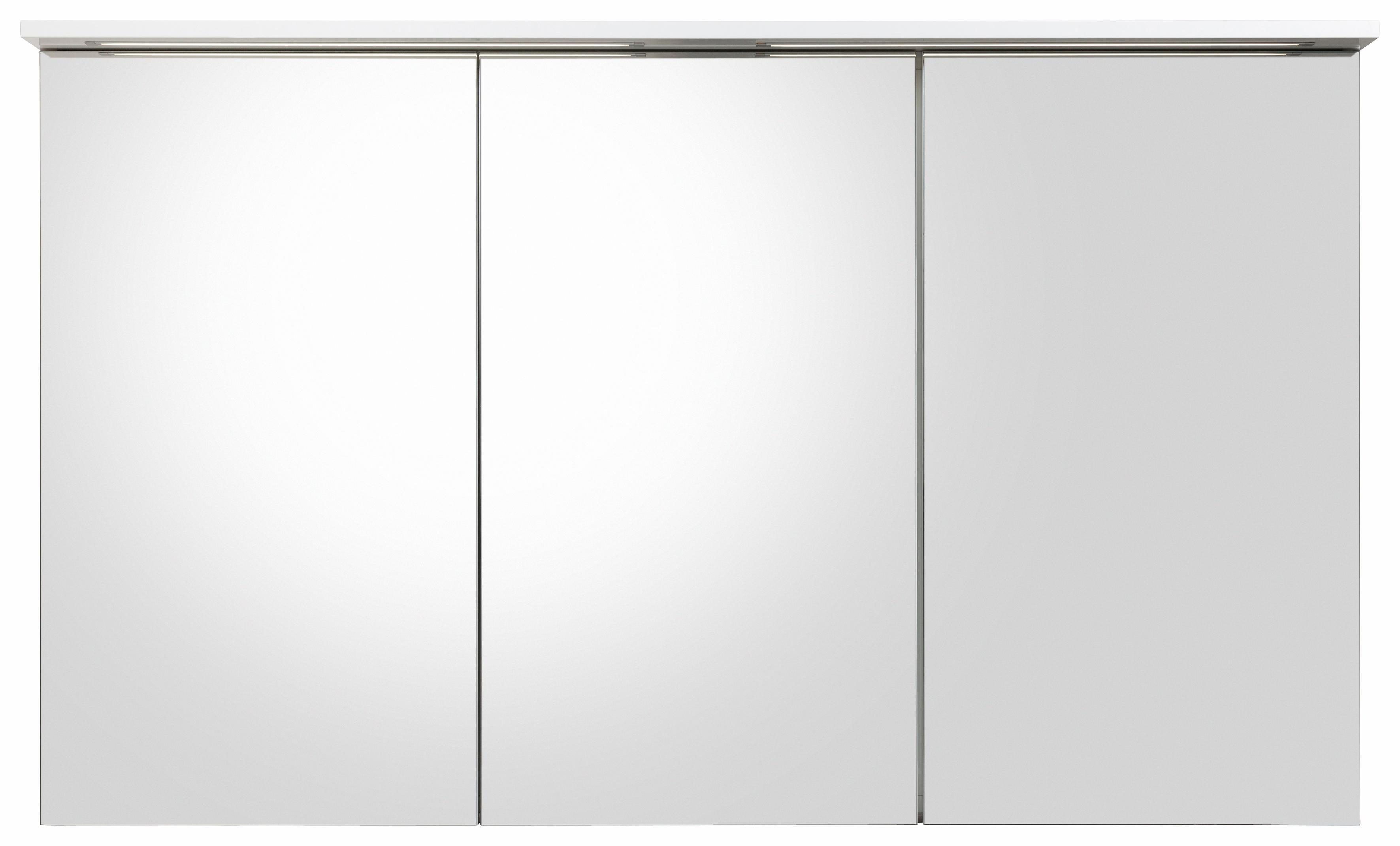 Schildmeyer Spiegelschrank Profil 16 Breite 120 cm, 3-türig, 2x LED-Beleuchtung, Schalter-/Steckdosenbox