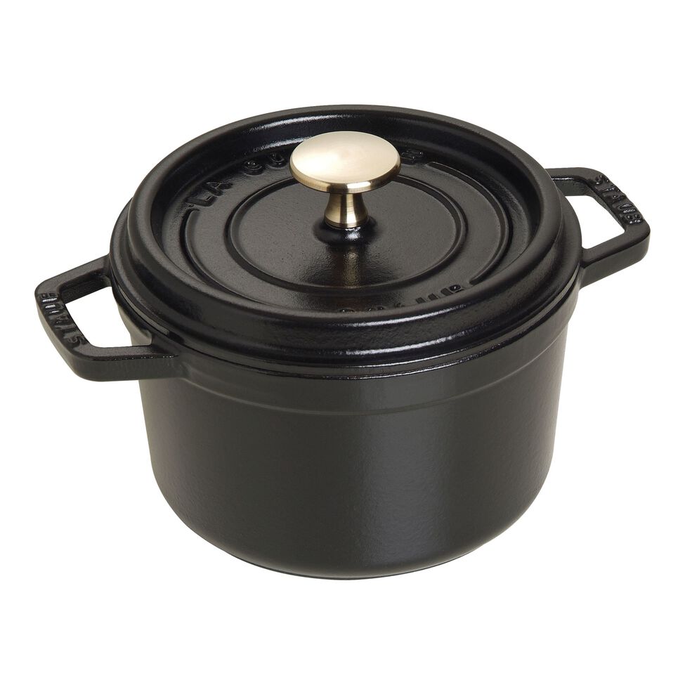 Cocotte 16 cm, rund, Schwarz, Gusseisen