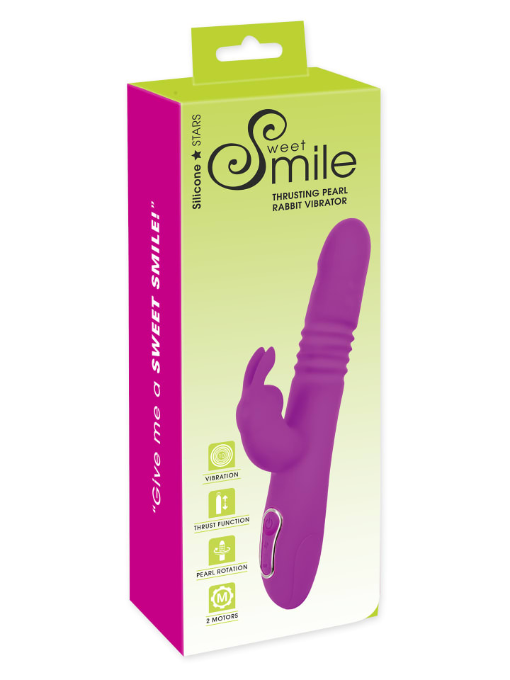 Sweet Smile Vibrator mit Stoßfunktion Thrusting Rabbit in pink günstig kaufen 26 cm