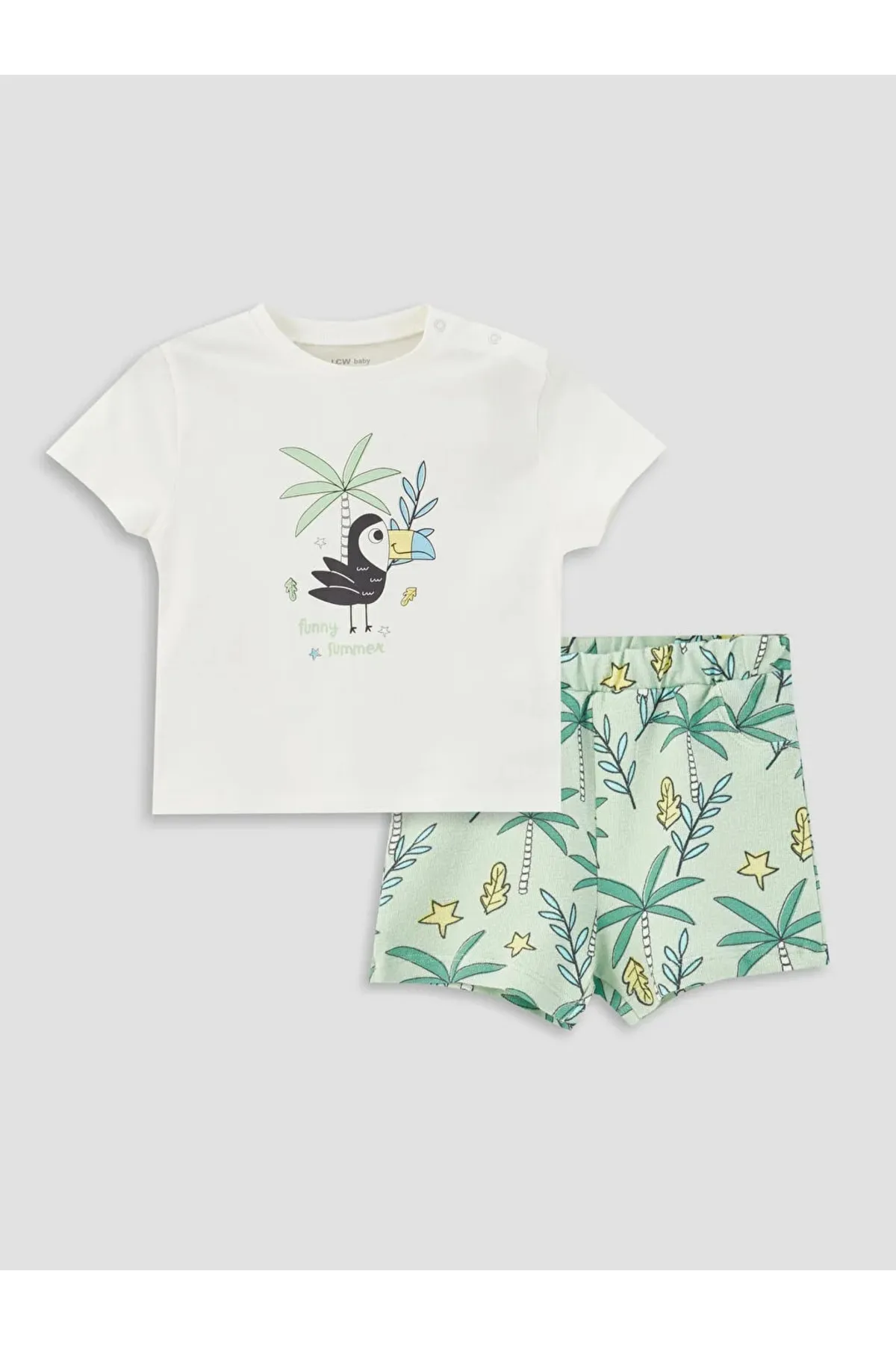 LC Waikiki  Lcw Baby Rundhals Baby Jungen T-Shirt und Shorts 2 Stück
