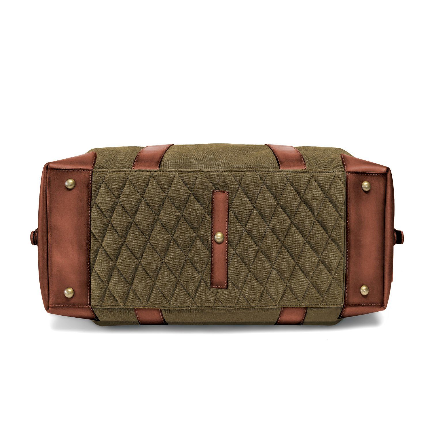 DRAKENSBERG Reisetasche Weekender David (L) Oliv-Grün, Herren, Damen, im Vintage-Design, Canvas und Büffelleder, handgemacht