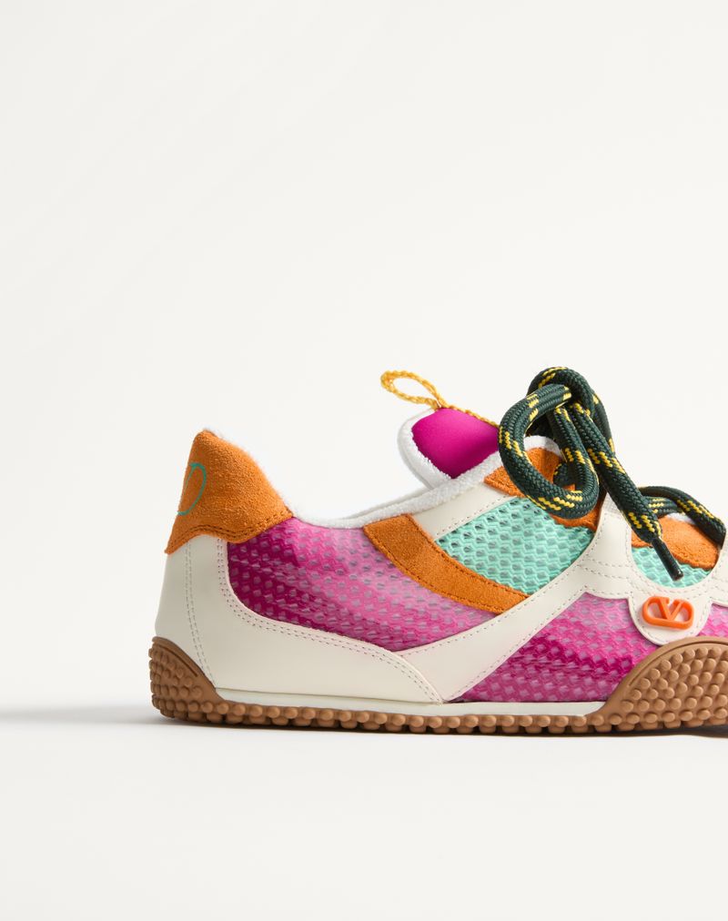 Baskets Amphibia en cuir de veau caoutchouté et cuir fendu