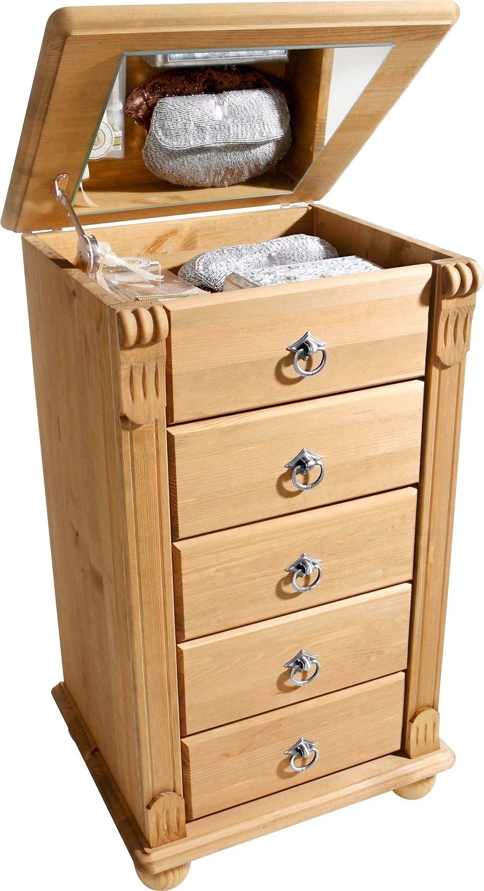 Home affaire Schubkastenkommode Tessin, Höhe 75 cm, Kiefer massiv mit 4 Schubladen